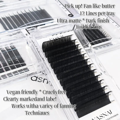 Best Quality Darkest Matte Full Volume Natural Soft Salon Use Cashmere Lash Trays 0.03 Premium Lash Extensions