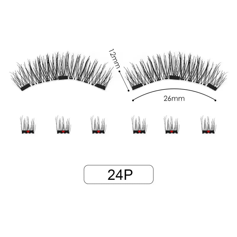 Hot Selling Handmade No Glue Best Magnetic Lashes Super Soft Black Cotton Band Synthetic Fiber Magnetic Curl Cluster Pieces Dual