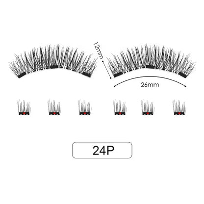 Hot Selling Handmade No Glue Best Magnetic Lashes Super Soft Black Cotton Band Synthetic Fiber Magnetic Curl Cluster Pieces Dual