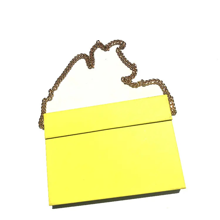 New Product Leopard Print Big Yellow False Lash Purse Bag With Chain Clamshellred Black Box Lash Paper Bags