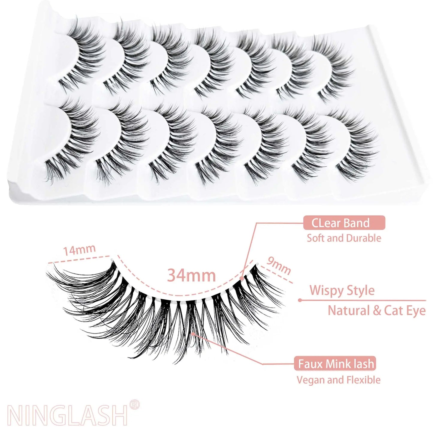 Wholesale Best Wispy False Lash Strips 7 Pairs Lash Strips That Look Like Extensions Clear Band Wispy Lash Strips