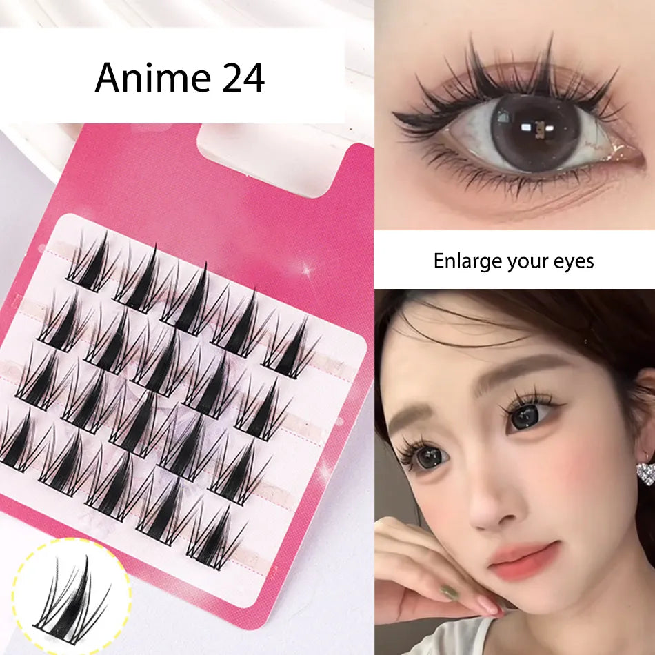 Mini Anime Manga Lash Clusters Bulk Travel Cluster Lash Kit Korean Silk Lash Clusters
