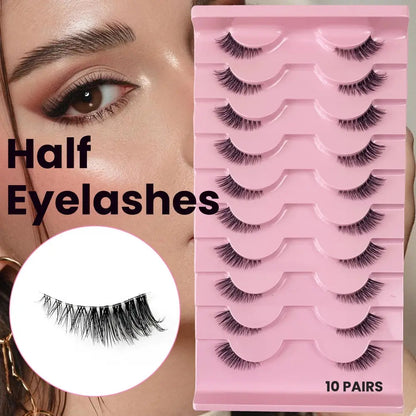 Faux Mink Cat Eye Half Lashes 25mm 10 Pairs Wispy Soft