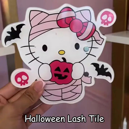 Cute Hello Kitty Lash Pallet Tile Bow Magnetic Lash Extensions Eyelash Tiles Custom Halloween Acrylic Lash Tiles