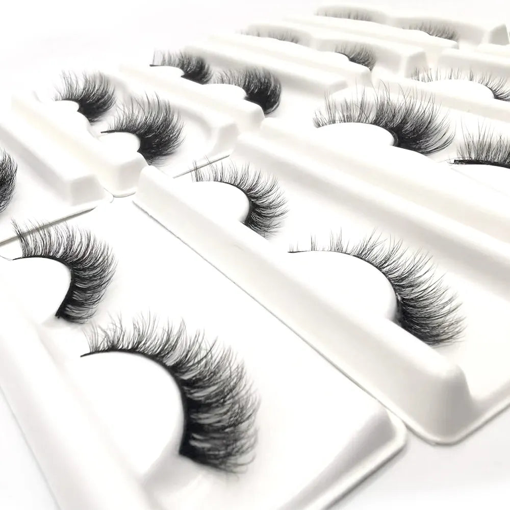 Wholesale Lightweight Biodegradable Eco-friendly Pulp Winged Eyelash Tray 2024 New Synthetic Hair Cat Eye Strip Lashes