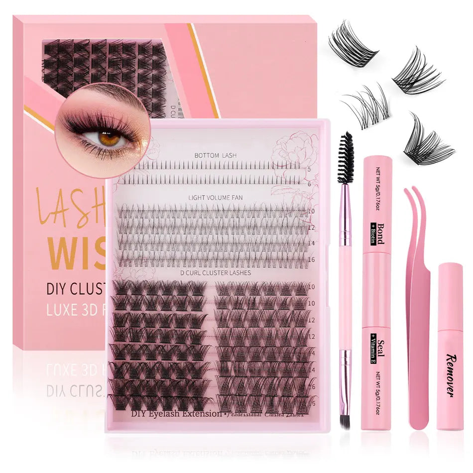 Different Lash Cluster Styles Real Travel Cluster Lash Kit Spikes Lash Clusters Tops and Bottom Custom logo