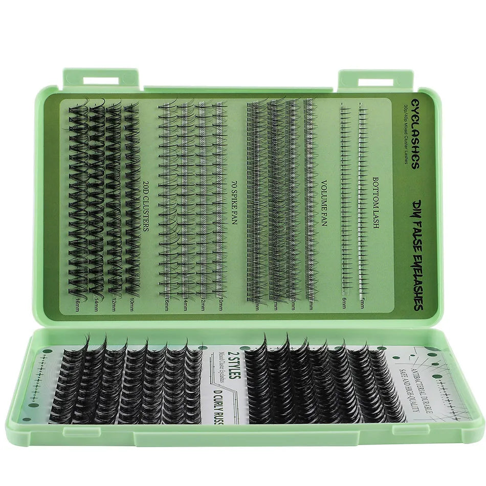 Mix Styles Lash Cluster Book Custom logo Waterproof Bond Seal Lash Clusters Kit Book Private Label