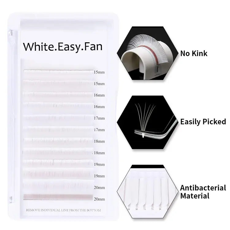 Private Label White Easy Fan Lashes Colored Blooming Volume Lash Extensions Supplier