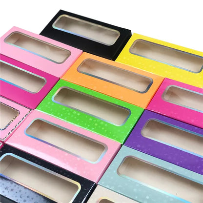 Spot Fast Delivery Color Paper Eyelash Boxes Heart Shaped Window Eyelash Boxes Yellow Rose Gold Orange Lash Box Case