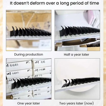 0.03 D Curl No Stick Synthetic Hair Lash Extensions Matte Black Single Lashes Tray for Classic Natural Look Salon Use