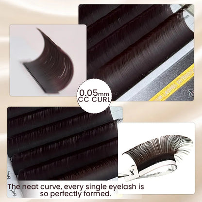 YASNAI Dark Black Synthetic Hair Full Volume High Quality Lash Extensions Trays L/M Curl Easy Fan Lashes for Salon Use