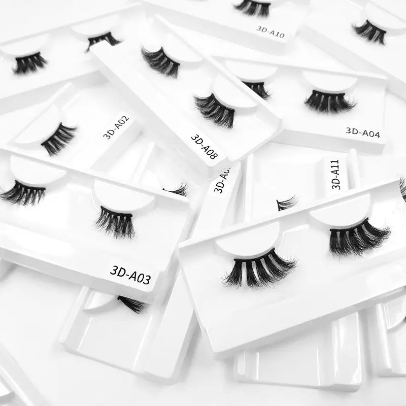 New Style Handmade Thick Real Black Half Mink Lashes Strip Lash Lightweight Natural Glamorous Half Band Eyelashes 25mm 3D Effect