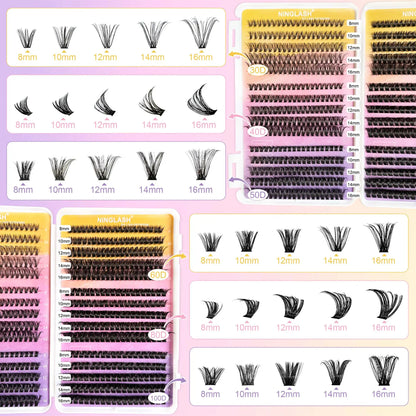 Customised Cluster Lashes Kit Fluffy Lash Clusters 60/80/100 D Curl Wholesale Private Label Lash Clusters