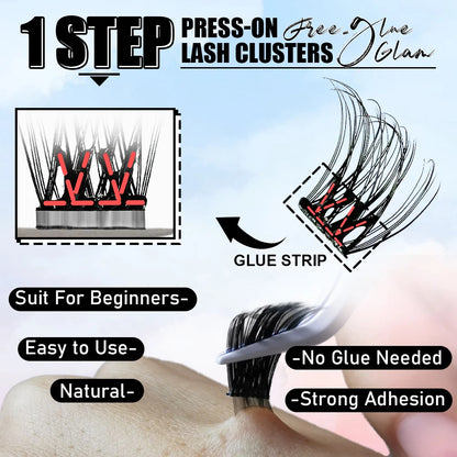 With Tweezer Reusable Pre-bond Glueless Mega Cluster Lashes Kit
