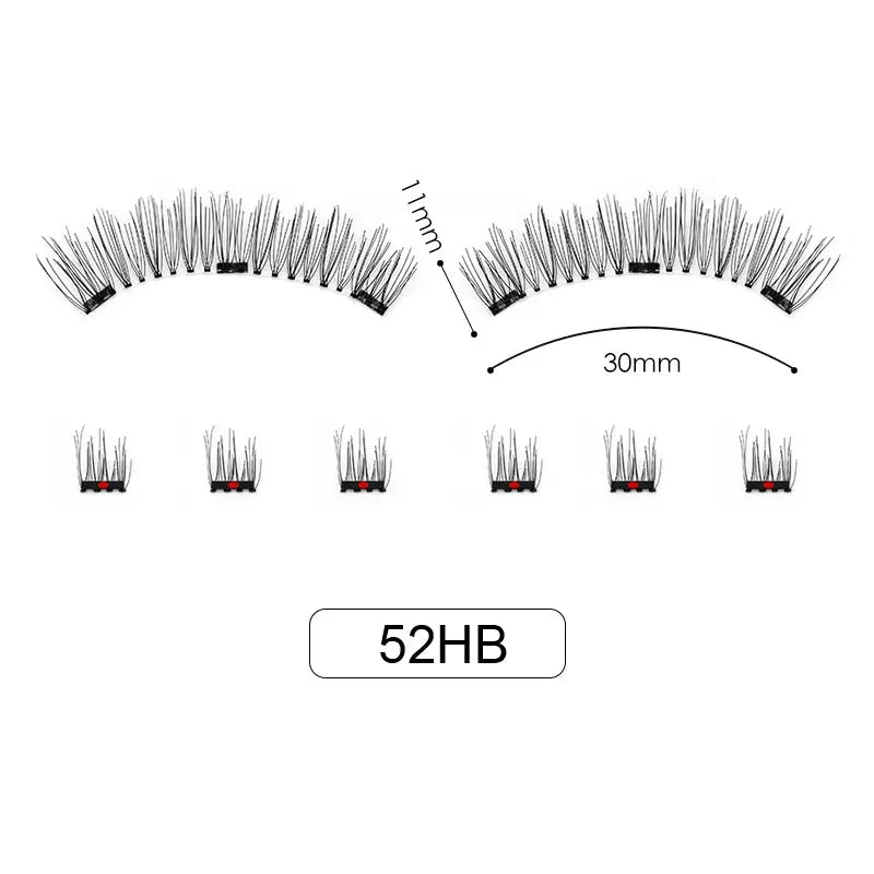 Hot Selling Handmade No Glue Best Magnetic Lashes Super Soft Black Cotton Band Synthetic Fiber Magnetic Curl Cluster Pieces Dual