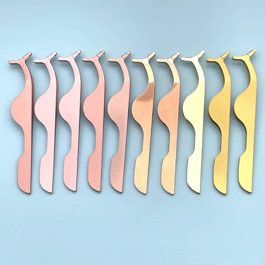 Fiber Tip Tweezers for Eyelash Extension Curved Isolation Lashes Tweezers Professional Eyelash Tweezers