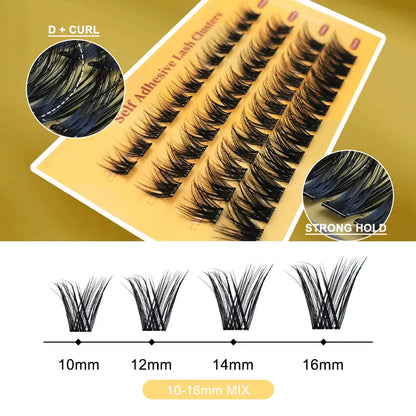 Custom Pre-Bond Technology Press on Diy Lashes Extensions D Curl Long Lasting Superfine Band Natural Fan Eyelashes Cluster