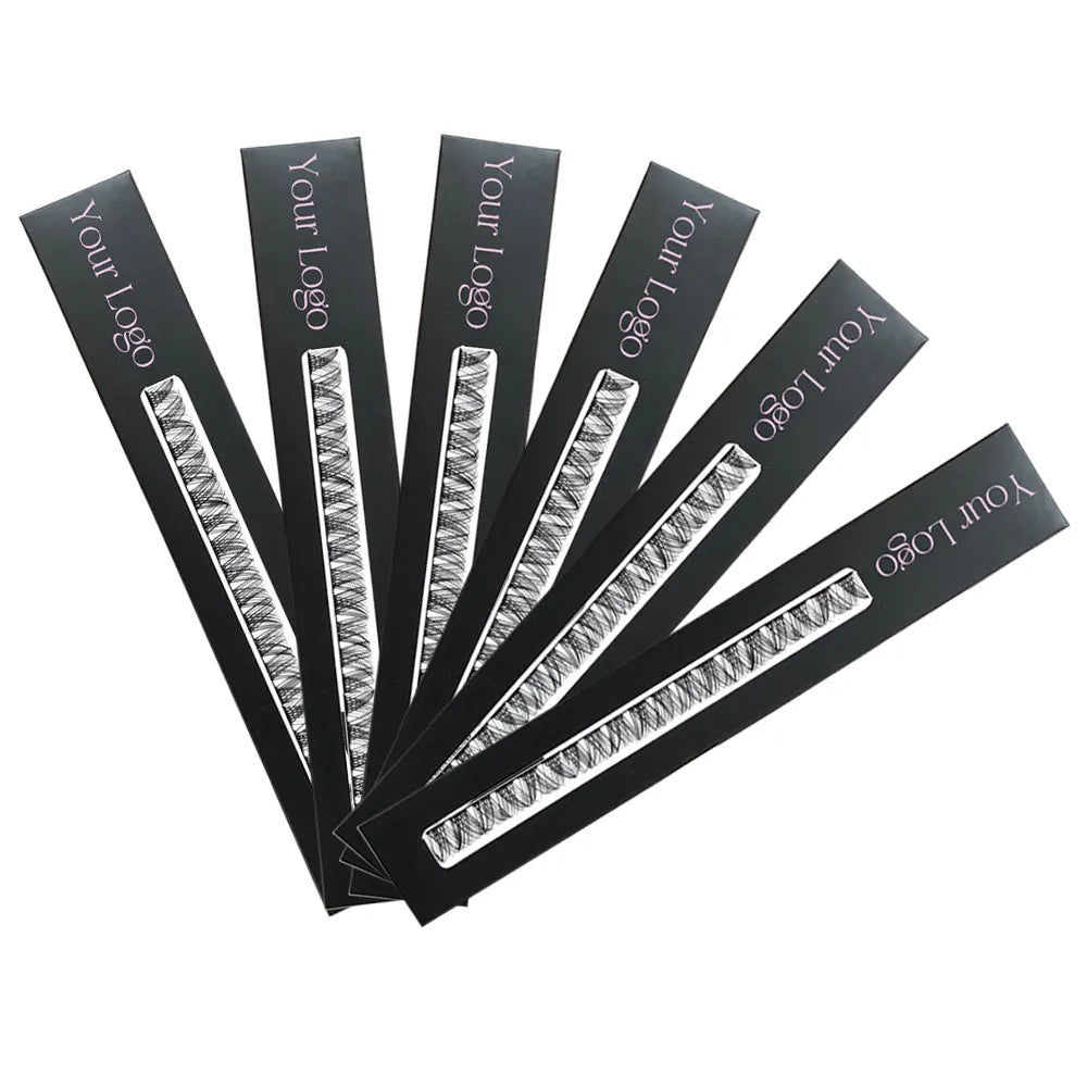 Super Popular Lashes!! 1Row DIY Eyelashes Extensions With Ribbon DIY Lash Cluster Pink Long Box Black Hologram Packaging