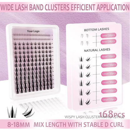 YASNAI Beauty Manga Lashes Fairy Lashes Cluster Wispy C Curl 140 Pcs Individual Anime Lash Clusters DIY Eyelash Extension