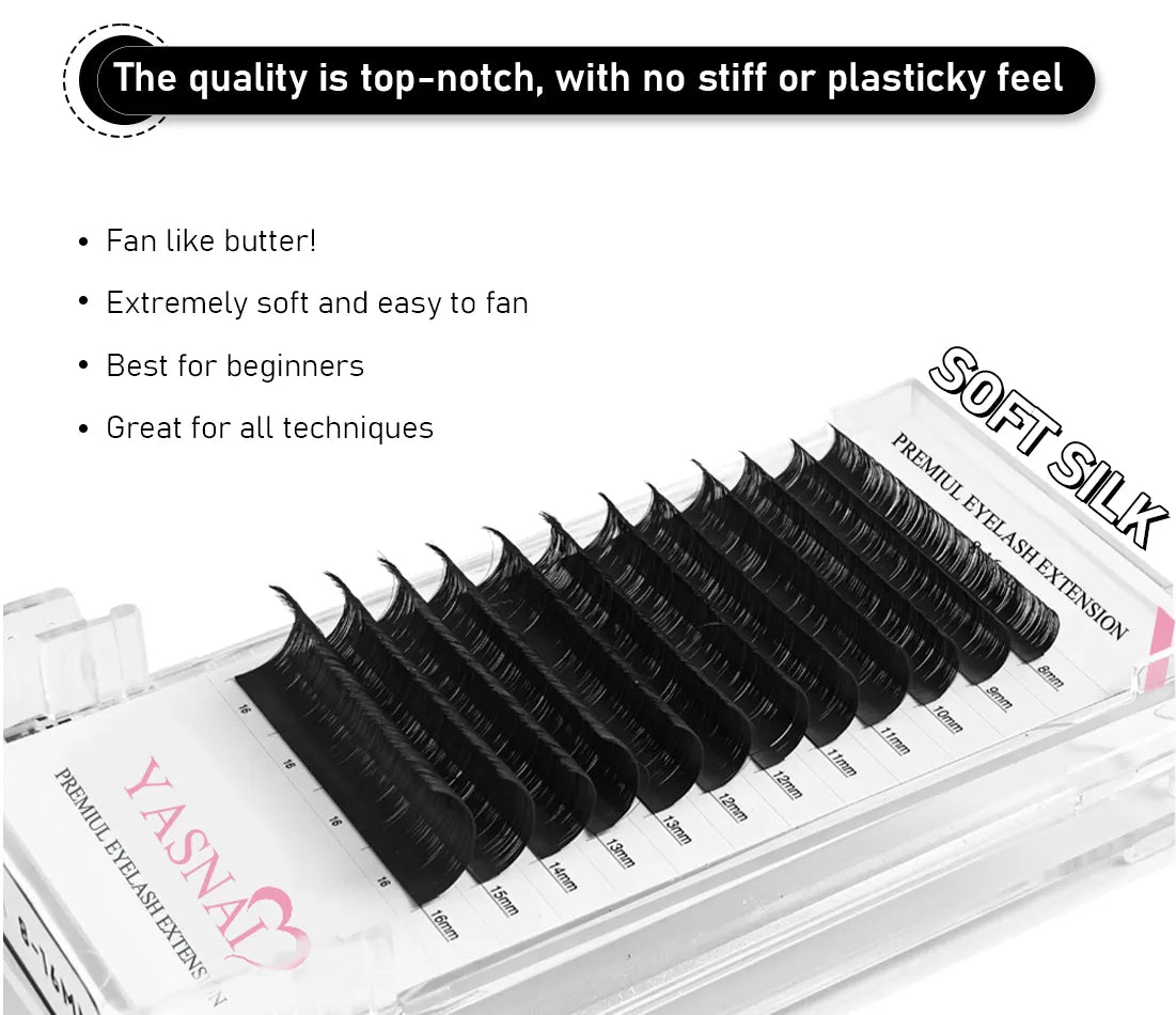 Best Quality Darkest Matte Full Volume Natural Soft Salon Use Cashmere Lash Trays 0.03 Premium Lash Extensions