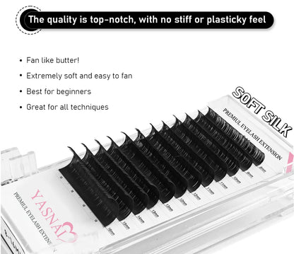 Best Quality Darkest Matte Full Volume Natural Soft Salon Use Cashmere Lash Trays 0.03 Premium Lash Extensions