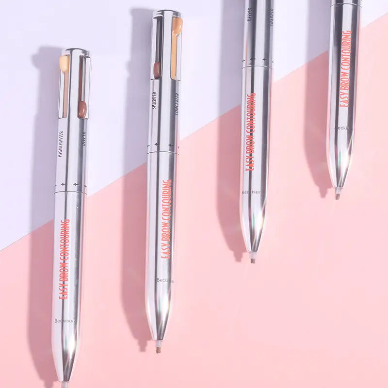 4 in 1 Thin Dark Brown Eyebrow Pencil Wholesale Creamy Vegan Eyebrow Highlighter Pencil Waterproof Eyebrow Chin