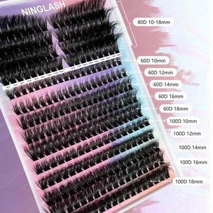 3D 200D Mixed Length Volume Fluffy DIY Lash Cluster With Strong Glue Wholesale Lash Clusters Kit Custom Logo