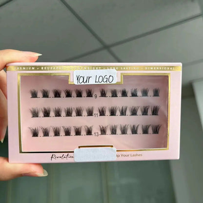 Wholesale Handmade Private Label for Lash Clusters Custom Logo DIY Segmented Eyelash Cluster Kit Natural Long Thick Criss