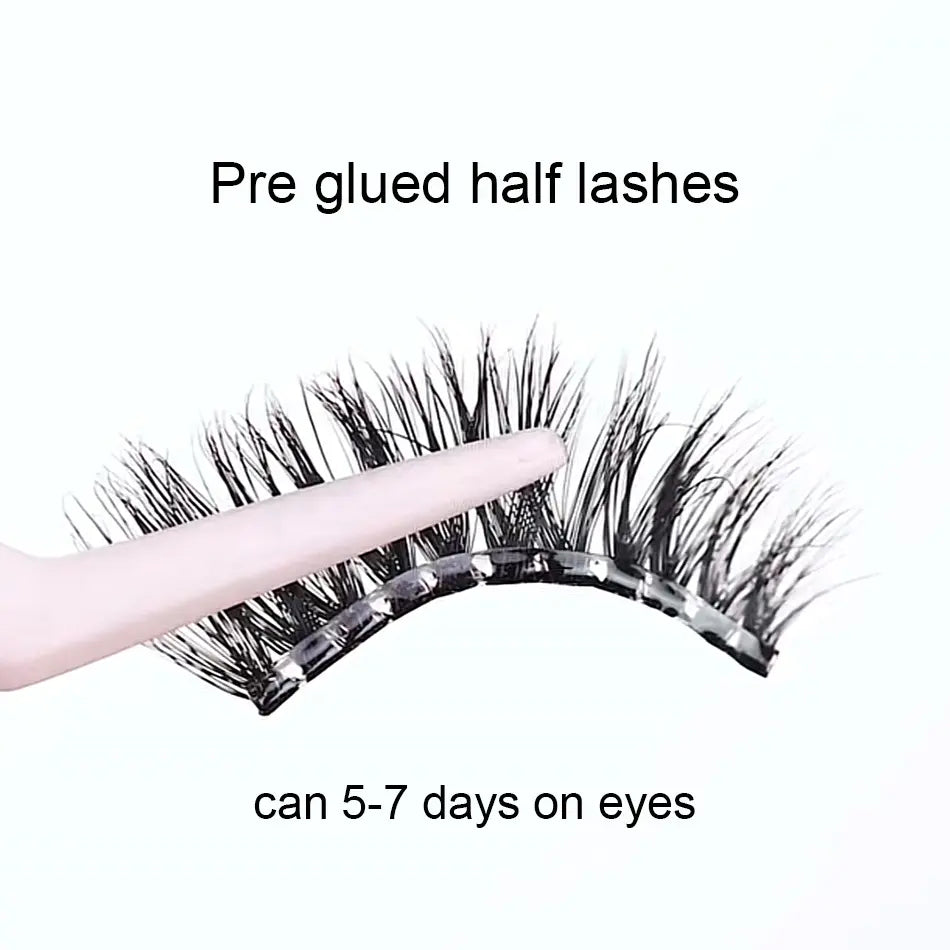 2025 New Handmade Cluster Lashes Pre Glue Cat Eye Half Lash with Synthetic Hair Lightweight