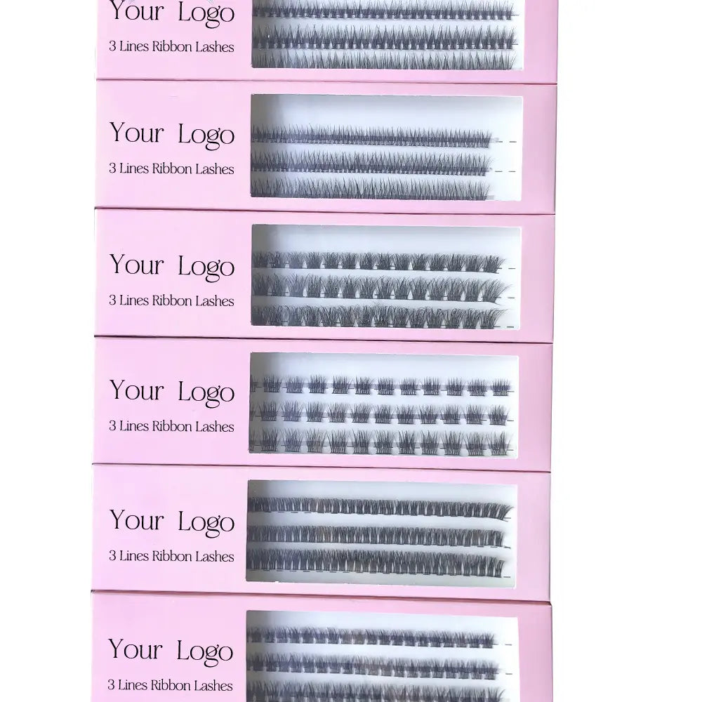 Bulk Custom 3 Lines Superfine Band Ribbon Cluster Lashes DIY Segmented Ribbons Lash Clusters Private Label
