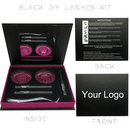 2022 Private Label DIY Lashes Kit Wholesale Curved Pre-Cut Cluster DIY Eyelash Extension Kit