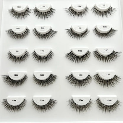 Free Samples 3D Natural False Eyelashes Most Popular Clear Band Strip Faux Mink Eyelashes Wholesale