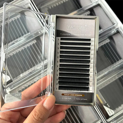 YASNAI Lash Individual Easy Eyelashes Volume Eyelash Extension 6-25Mm Custom Dark Matte Black Cashmere Lash Extensions Trays