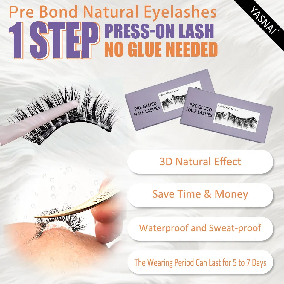 Brown Lashes Long Lasting Self Adhesive Pre Glued Half Vegan Lash Without Glue Pre Glued Half Lash