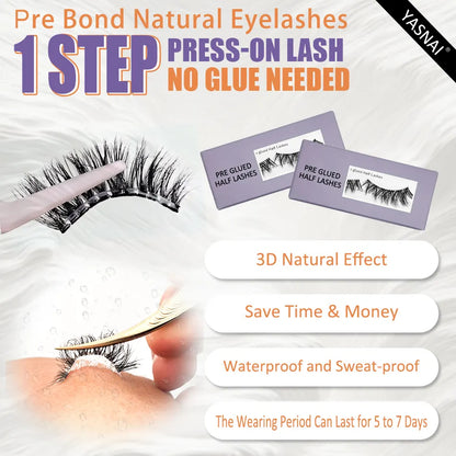 Brown Lashes Long Lasting Self Adhesive Pre Glued Half Vegan Lash Without Glue Pre Glued Half Lash