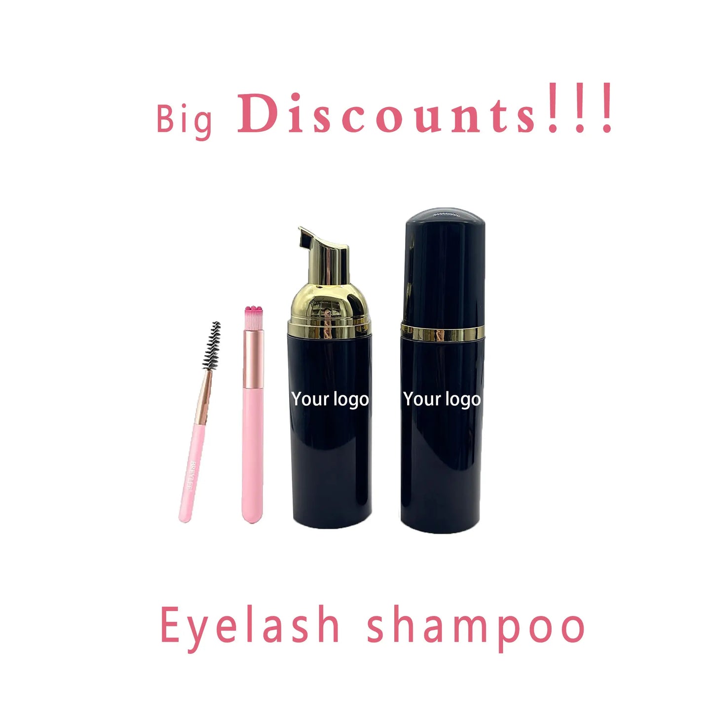 Eyelash Shampoo Foam Cleaner pink Eyelash-shampoo With Box and Brush Eyelash Shampoo Kit