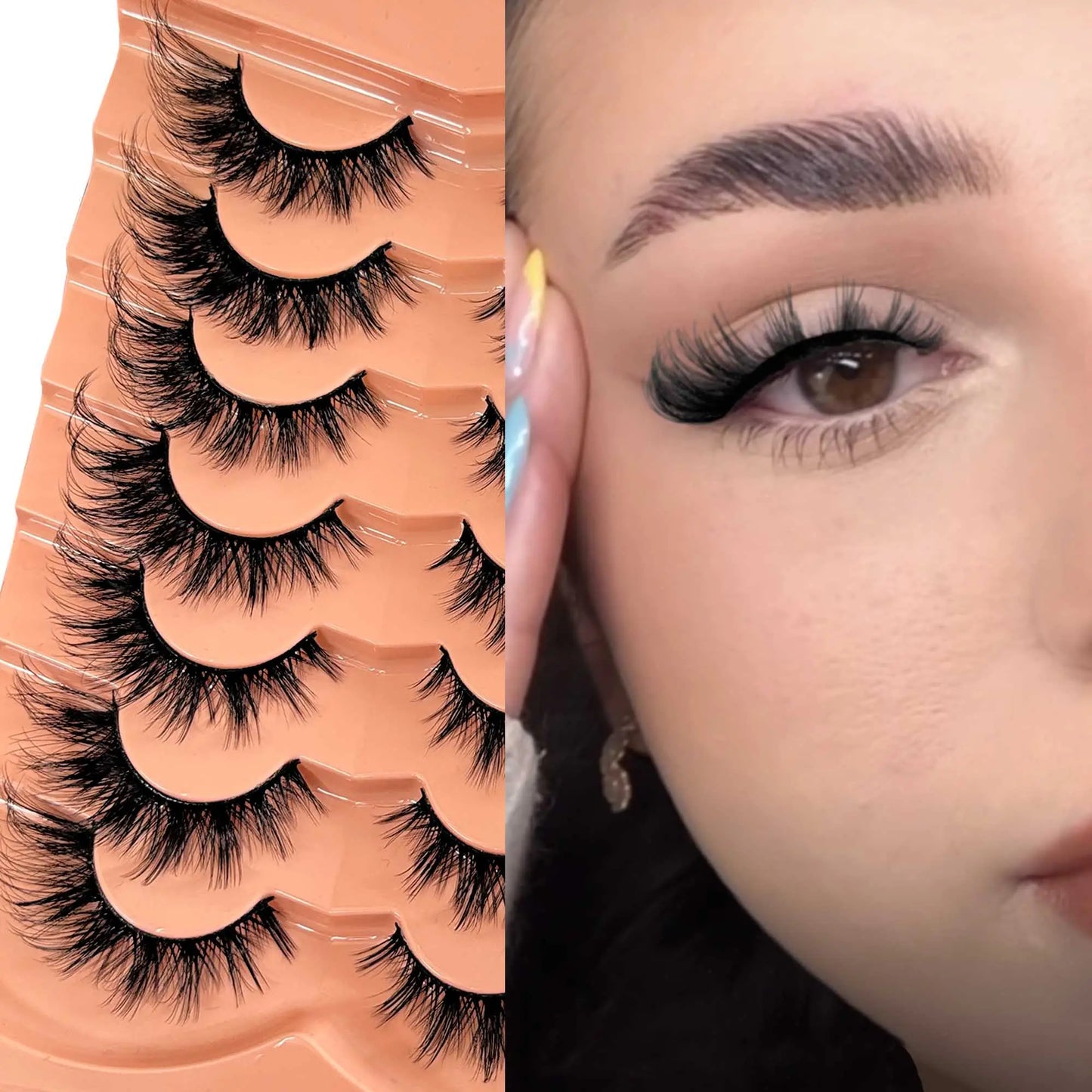Hot Selling 7 Pairs Manga Lash Natural Fox Eyes Strip Lashes Handmade Volume Cat Eye Lashes Winged False Eyelashes Bulk