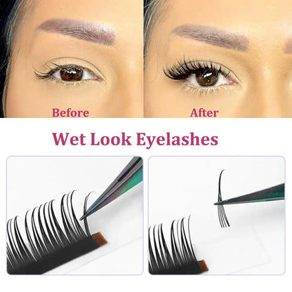 2023 Hot Selling Wispy Wet Doll Volume Lashes Set Wet Look Eyelashes Extensions