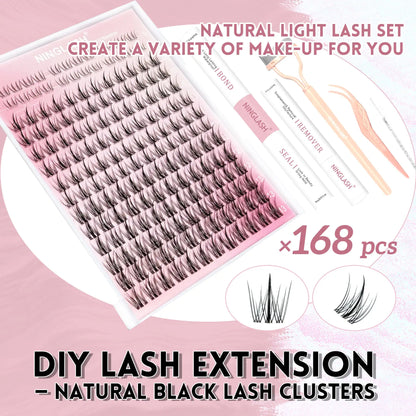 2025 Luxury Lash Clusters Kit Wholesale Silk Wispy Lash Clusters With Lower Lash Bond Seal Remover Kit