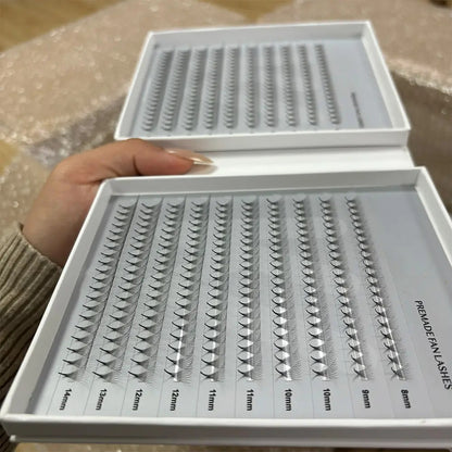 Private Label High Quality 400 PCS 10D 8D 14D Pre Made Lash Fans 0.05mm Eyelash Extensions Pointy Base Pre Made Volume Fans