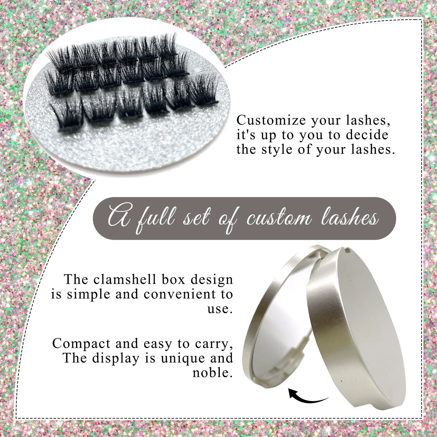 Press on Lashes One Step Easy to Apply and Carry With Mirror Pre Cut Cluster Fluffy Individual No Glue Cluster Eyelashes