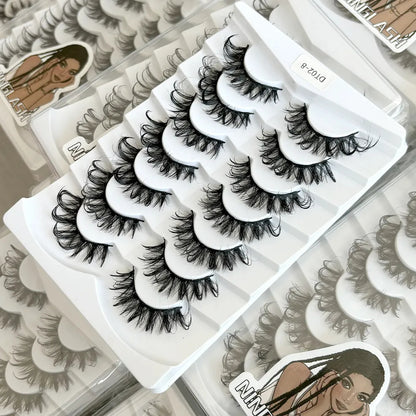 Wholesale 8D Manga Wet Lashes Fluffy Faux Mink Lashes Vegan Reusable Eyelash Wet Look Doll Eye Lashes Strips Wholesale