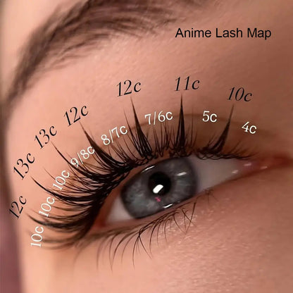 2025 New Fashion Feathered Lash Extension Fan Soft Light Comic Lashes Spire CC 3D Printed Anime Lashes Trays