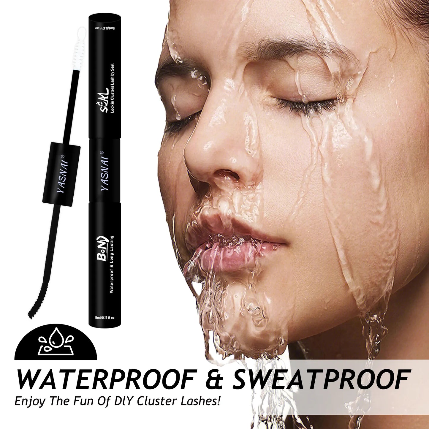 2-in-1 DIY Eyelash Extension Glue 10ml Bond and Seal Retention Coating Waterproof Irritation-Free for Natural False Eyelashes