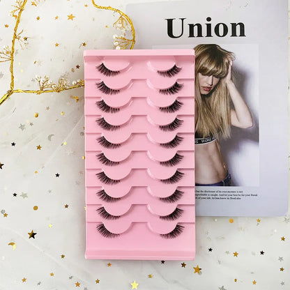 Half False Eyelashes Wispy Cat Eye Look Natural Short Small 3/4 Accent Lashes Faux Mink Half Fake Eyelash