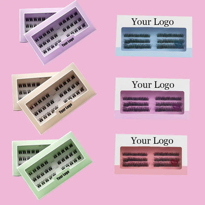 DIY Pre-cut Segmented Eyelashes Cluster DIY 8mm-16mm C D Curl Super Thin Band Colorful Packaging Boxes Eyelashes Extension