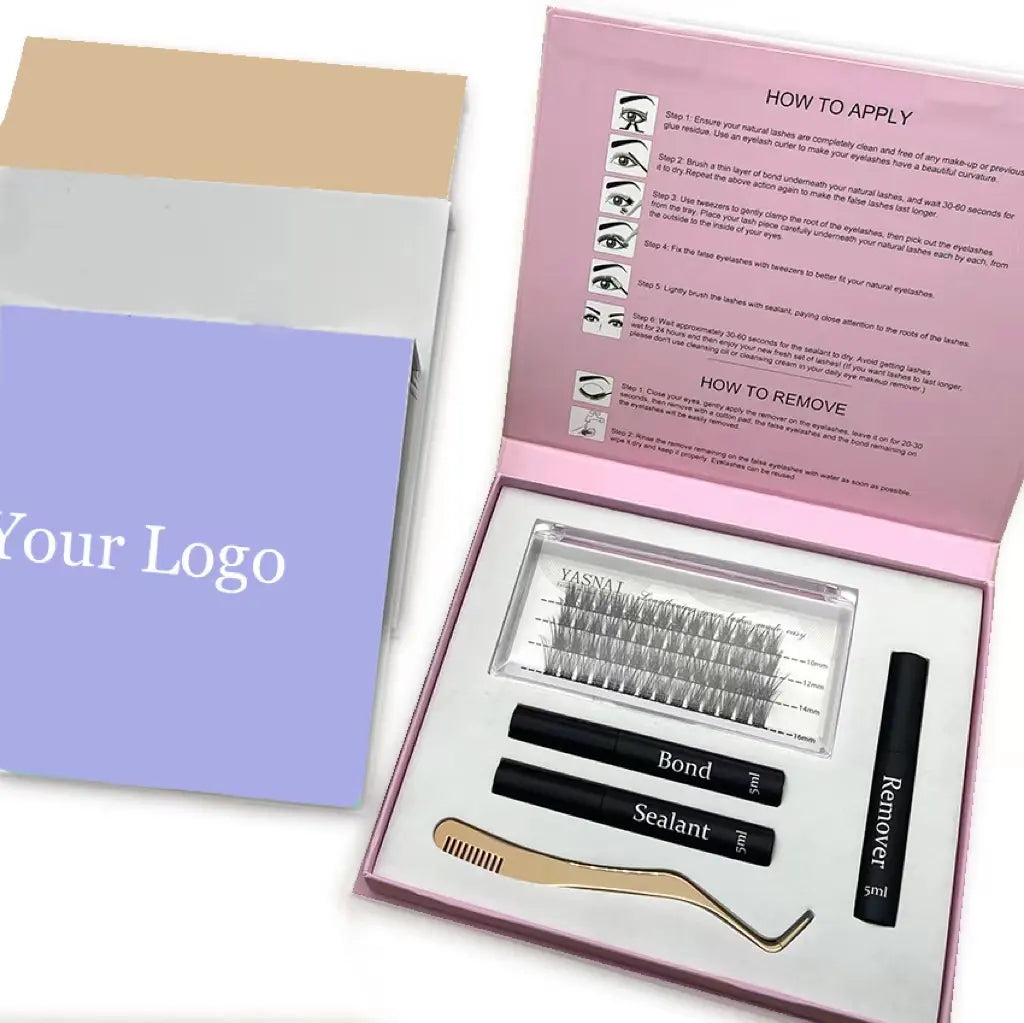 Segment Eyelashes Extensions Kit Have Bond Remover and Sealant Ribbon Lash Glue Easy to Get Eyelashes at Home