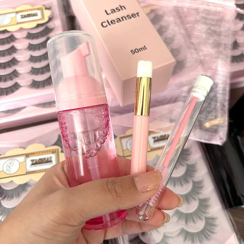 Private Label Lash Shampoo & Wash Kit 60ml/100ml Liquid Plant Extracts Deeply Cleaning Healthy Eyelash Extension Cleanser Brush