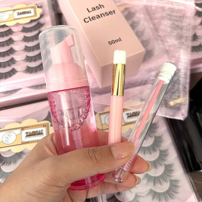 Private Label Lash Shampoo & Wash Kit 60ml/100ml Liquid Plant Extracts Deeply Cleaning Healthy Eyelash Extension Cleanser Brush