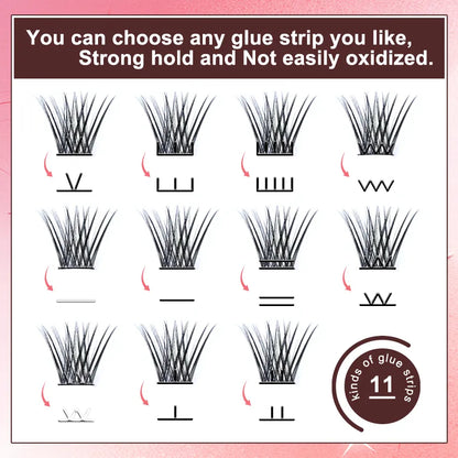 Private Label Waterproof No Glue Needed Self Adhesive Eyelashes Custom Packaging for Preglued Clusters Lashes